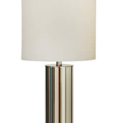  POLISHED NICKEL FRAME AND CRYSTAL BASE TABLE LAMP 