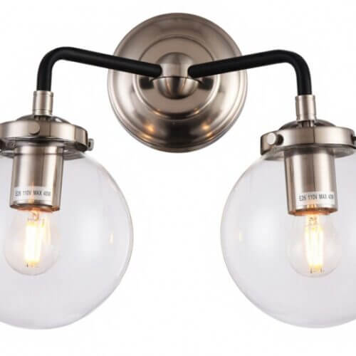 BETHEL du95 POLISHED NICKEL AND BLACK FRAME WALL SCONCE Vancouver