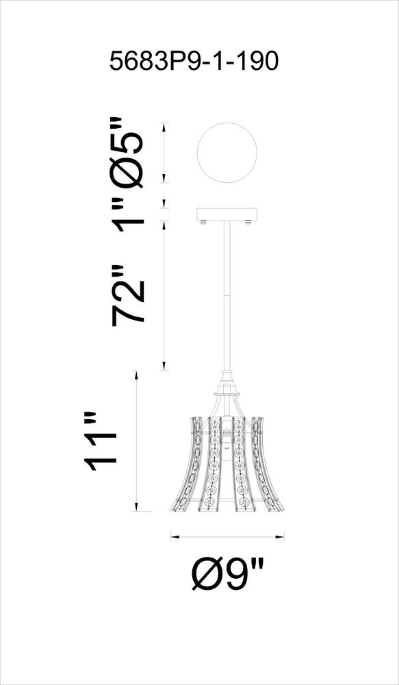 CWI LIGHTING 5683P9-1-190 Nile 1 Light Drum Shade Chandelier with