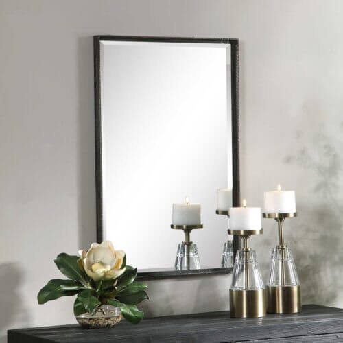 UTTERMOST CALLAN SILVER VANITY MIRROR rectangle metal frame