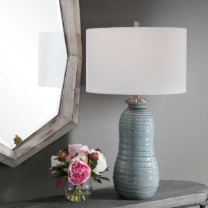 UTTERMOST 26362-1 ZAILA TABLE LAMP ceramic blue crackled glaze