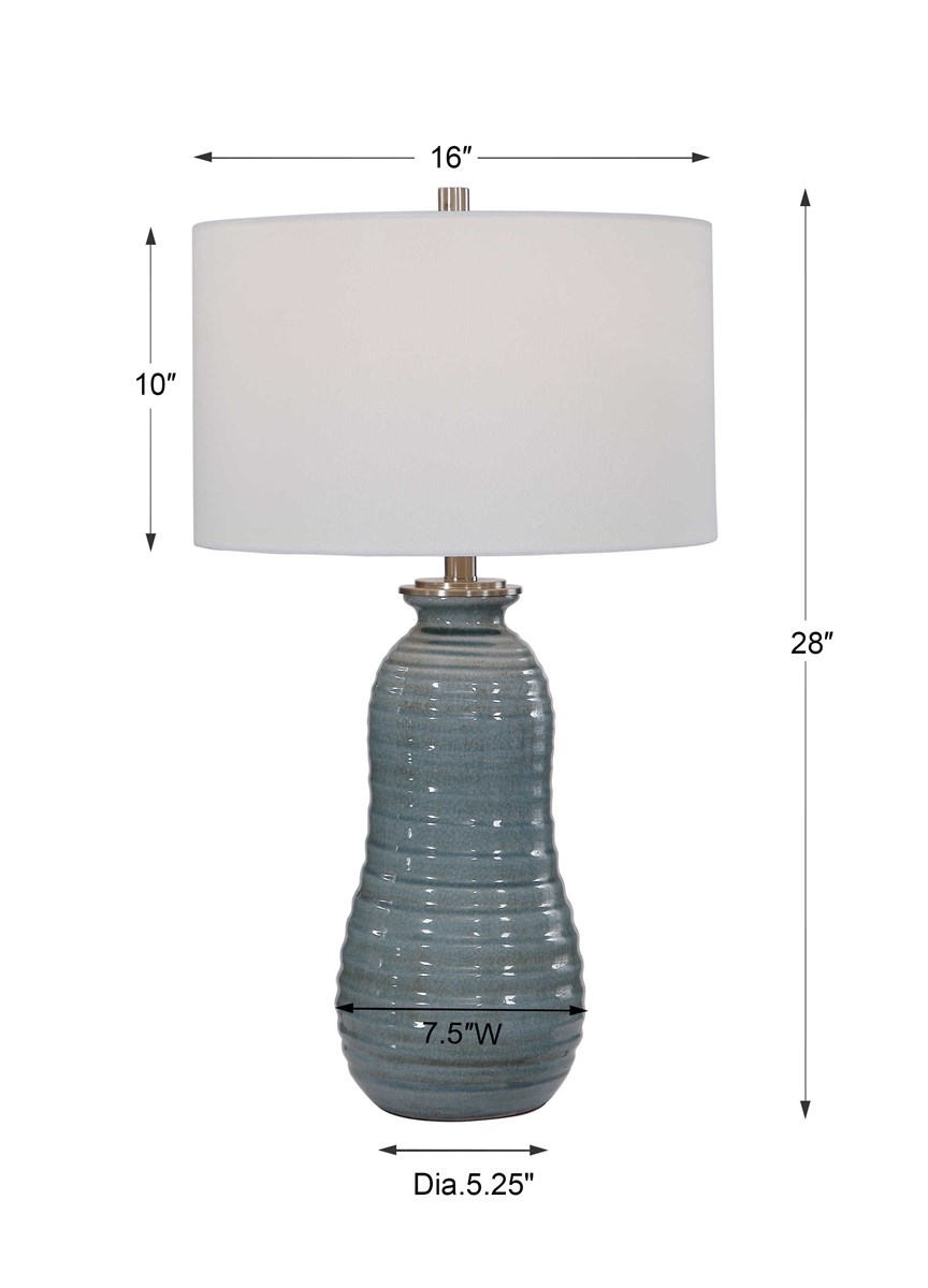 UTTERMOST 26362-1 ZAILA TABLE LAMP ceramic blue crackled glaze