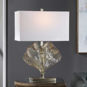 UTTERMOST 26363-1 ANARA TABLE LAMP clear glass ginkgo leaf