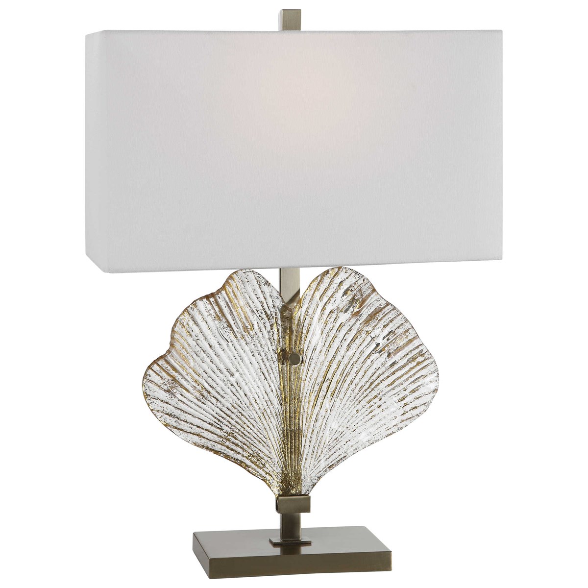 UTTERMOST 26363-1 ANARA TABLE LAMP clear glass ginkgo leaf