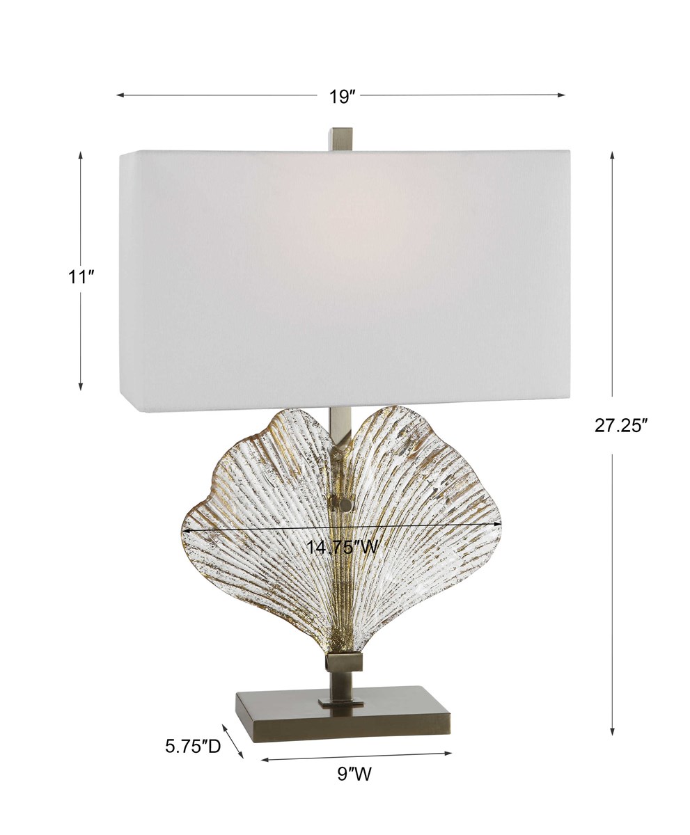 UTTERMOST 26363-1 ANARA TABLE LAMP clear glass ginkgo leaf