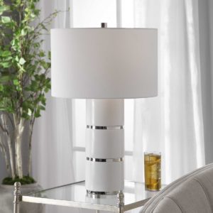 UTTERMOST 28215 GRANIA TABLE LAMP marble look nickel plated