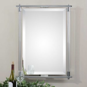 UTTERMOST ADARA VANITY MIRROR Ribbed glass column rectangle