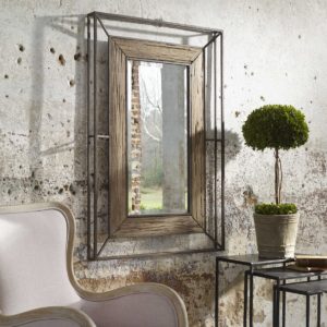 UTTERMOST WARD MIRROR rectangle iron wood frame