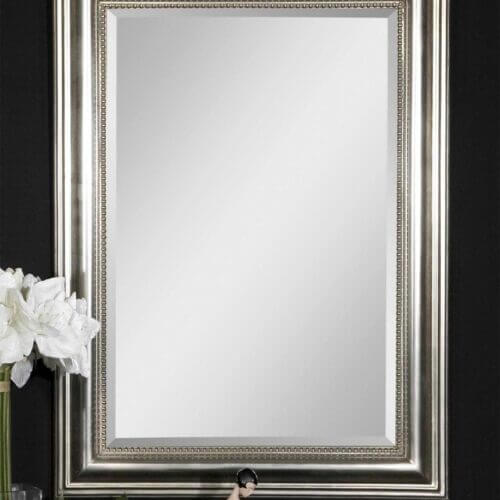 UTTERMOST STUART SILVER VANITY MIRROR wood frame Rectangle