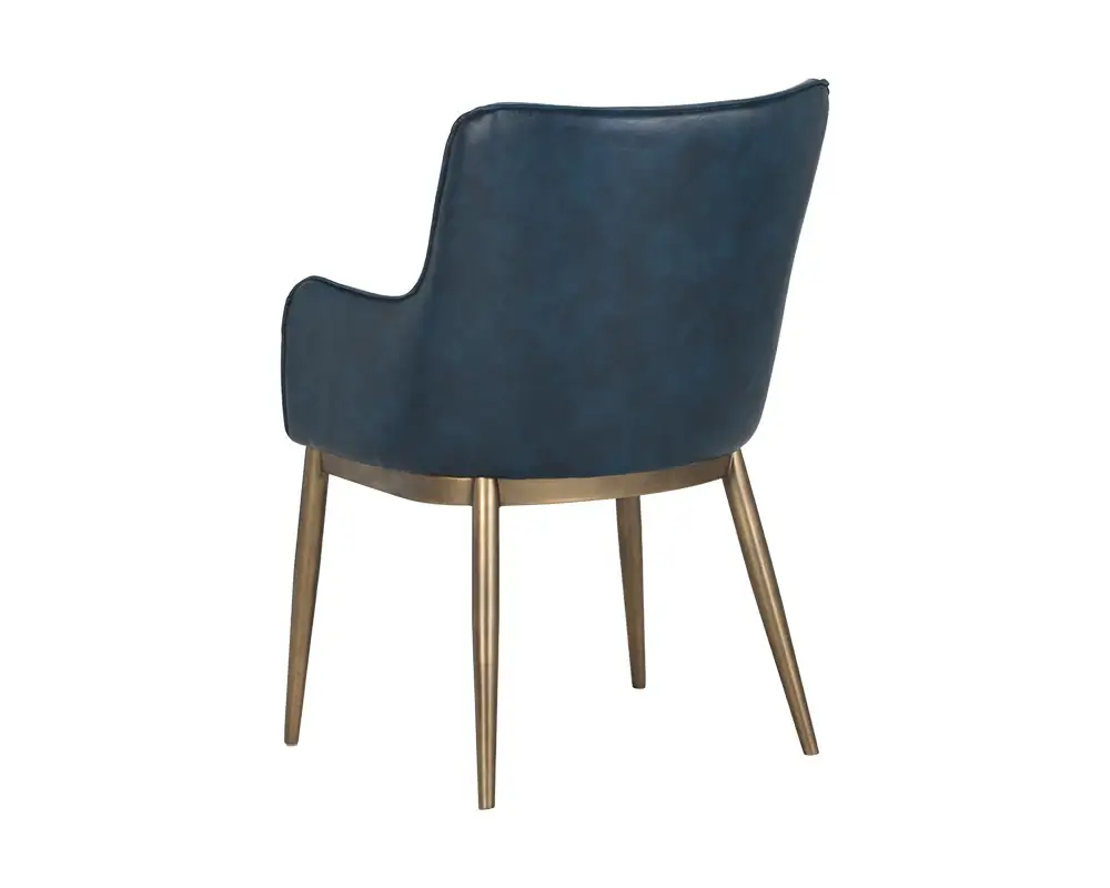 SUNPAN 104978 Franklin Dining Chair Faux Leather Vintage Blue Antique Brass legs newmarket