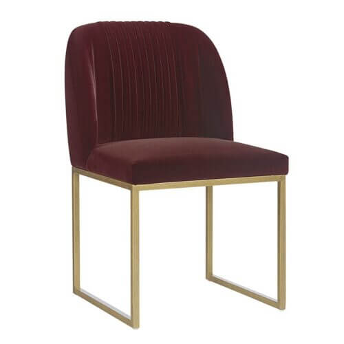 SUNPAN 104141 Nevin Dining Chair Velvet Merlot Antique Brass legs
