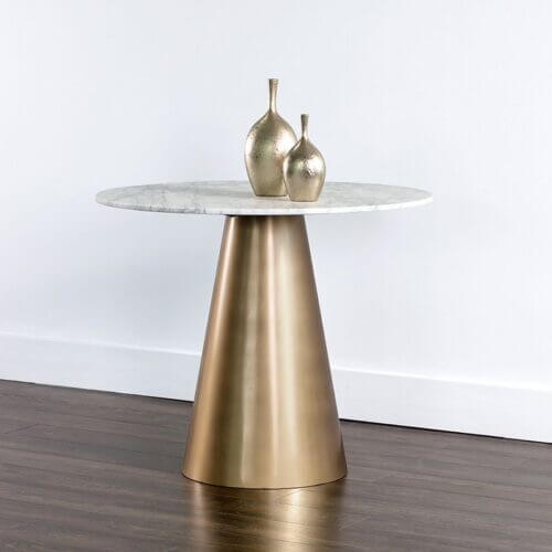 SUNPAN 104426 Damon Bistro Table Gold White Marble round