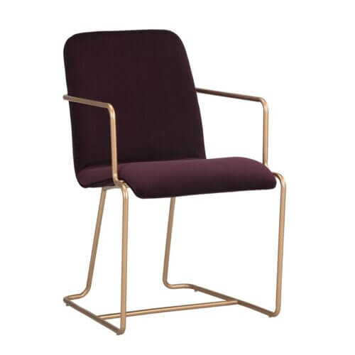 SUNPAN 104547 Rose Dining Chair Purple Spire Antique Brass arm
