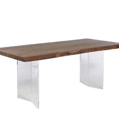 SUNPAN 104599 Terrance Dining Table 80" Solid acacia live edge wood Acrylic legs
