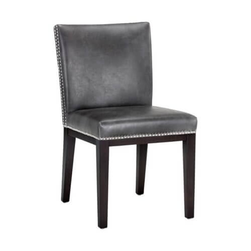 SUNPAN 104820 Vintage Dining Chair Faux Leather Overcast Grey Brown Wood brampton