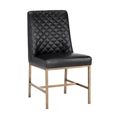 SUNPAN 104910 Leighland Dining Chair Faux Leather Coal Black Antique Brass legs mississauga