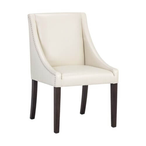 SUNPAN 105034 Lucille Dining Chair Faux Leather Castillo Cream Birch wood legs. huntsville