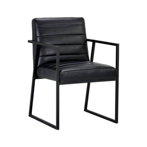 SUNPAN 105154 Spyros Armchair Faux Leather Coal Black metal legs vancouver