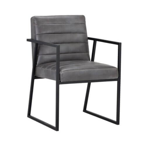 SUNPAN 105155 Spyros Armchair Faux Leather Overcast Grey Metal legs woodbridge