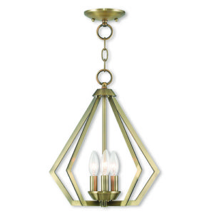 Livex Lighting 40923-01 Prism Mini Chandelier Ceiling Mount Antique Brass