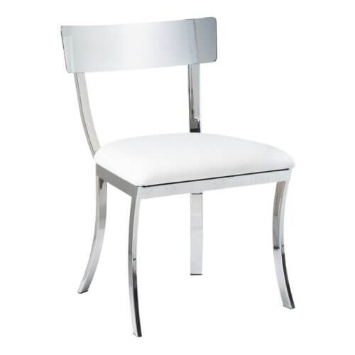 SUNPAN 46336 Maiden Dining Chair Faux Leather White armless Stainless Steel