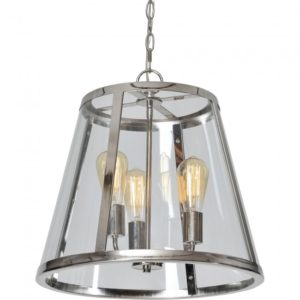 RENWIL LPC4311 SHILLER Ceiling fixture Iron polished nickel finish clear glass panels