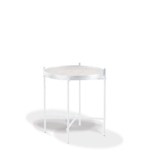 KORSON SCQ1506 Colbert end table Glass White Marble Print Round