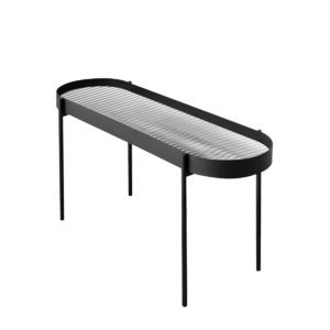 KORSON SCQ1801 Lanny coffee table Tempered Glass top Black Legs