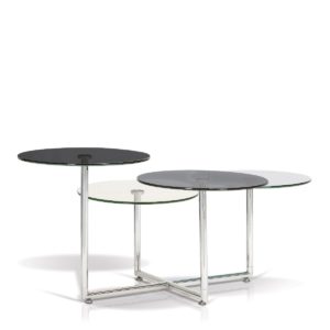 KORSON SCQ2201 acrobat coffee table glass four table tops steel legs