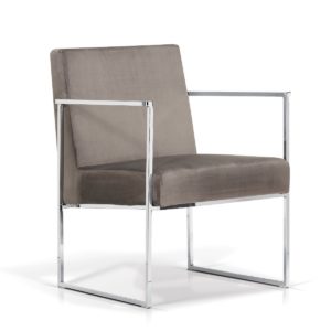 KORSON SEF113132 Posh Dining Arm Chair Velour Chrome