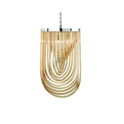 SUNPAN 103805 Kepler Chandelier Large Amber Murano Glass