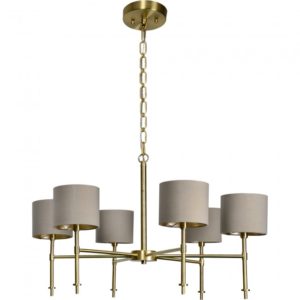 RENWIL LPC4369 BIANCI Ceiling Fixture Satin Brass Plated Finish Grey Cotton Shade