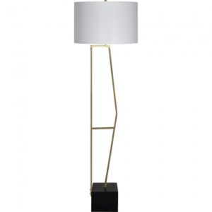 RENWIL LPF3117 ANGELOV Floor Lamp Brushed Plated Brass Black Marble Linen Shade