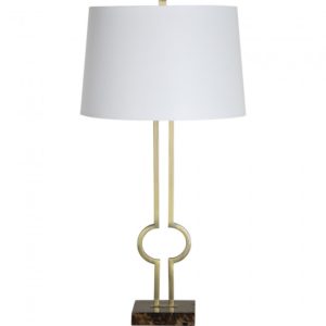 RENWIL LPT1125 ELON Table Lamp Brushed Brass Plated Brown Marble Linen Shade
