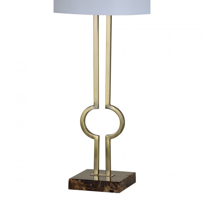RENWIL LPT1125 ELON Table Lamp Brushed Brass Plated Brown Marble Linen Shade