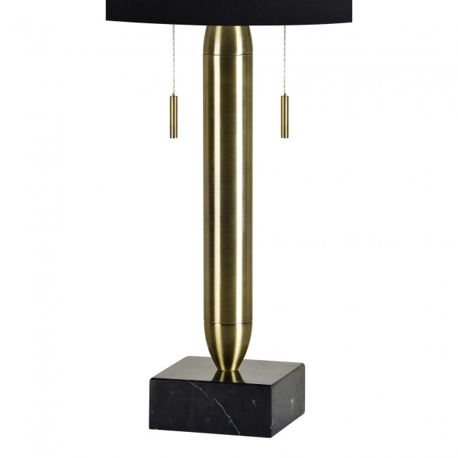 RENWIL LPT1126 DALLIANCE Table Lamp Brass Plated Black Marble Black Shade