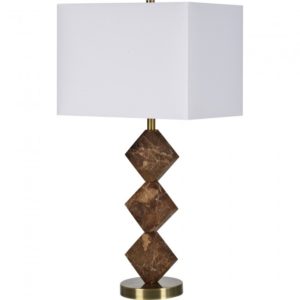 RENWIL LPT1128 CANARIA Table Lamp Brown Marble Satin Brass Plated 3 Way Switch