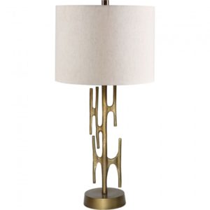 RENWIL LPT1154 VALOUR Table Lamp Aluminum Textured Antique Brass Speckled Cotton Shade