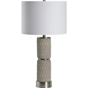 RENWIL LPT1162 KANATA Table Lamp Grey Cement Nickel Plated Finish White Cotton Shade