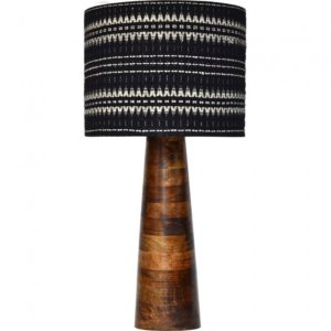 RENWIL LPT1165 ELIXIR Table Lamp Mango Wood Walnut Finish Antique Brass Finish Handwoven Cotton Shade brampton