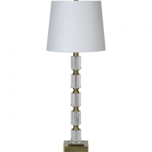 RENWIL LPT1166 DEMURE Table Lamp Brass Plated Finish White Cotton Shade