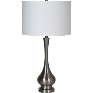 RENWIL LPT1169 DUKA Table Lamp Brushed Satin Nickel Plated Finish Off-White Cotton Shade