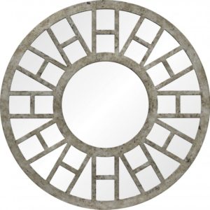 RENWIL MT2384 WHEELER Round Mirror Overlay Distressed Antique Silver Finish