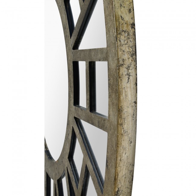 RENWIL MT2384 WHEELER Round Mirror Overlay Distressed Antique Silver Finish