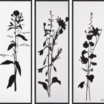 RENWIL OL1999 MENSA Hand Painted Canvas Silver Leaf Accents Black Floating Frame