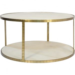 RENWIL TA192 TILLEY Round Coffee Table Brass Plated Mango Wood