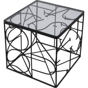 RENWIL TA208 FAIRWETHER Iron Black Square Table Glass top