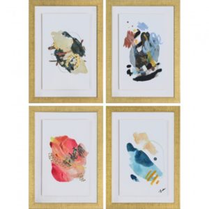 RENWIL W6688 MAYIM Printed & Hand Painted Collage Gold Leaf Accents Brass Frame