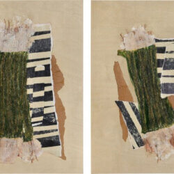 RENWIL W6689 ELMSLEY Set Of Two Hand Painted Collage Natural Wood