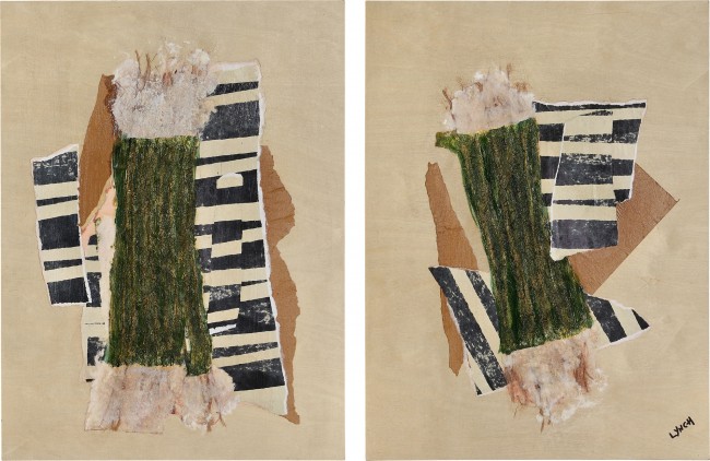 RENWIL W6689 ELMSLEY Set Of Two Hand Painted Collage Natural Wood